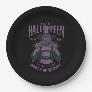 Assiette en papier Halloween « What’s Up Witches »