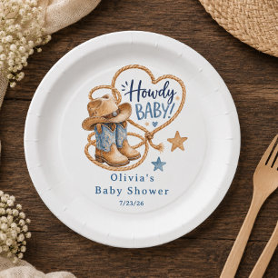 Assiette en papier Howdy Baby Cowboy