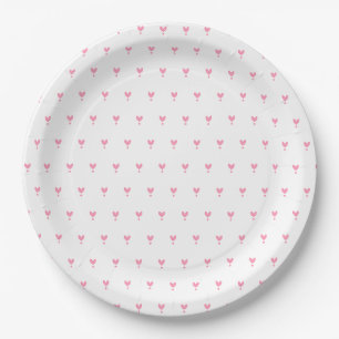 Assiette en papier jolie motif coeurs roses