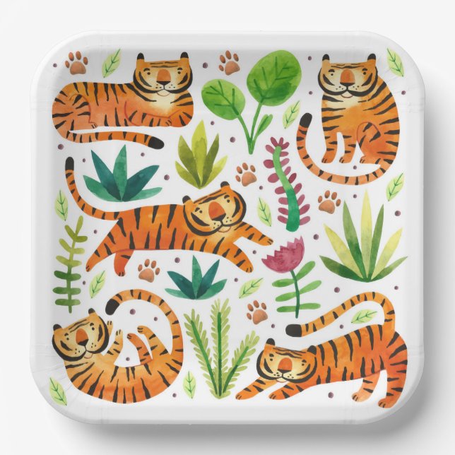 ASSIETTE EN PAPIER: JOUER DES TIGRES (Recto)