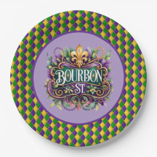 Assiette en papier Mardi Gras