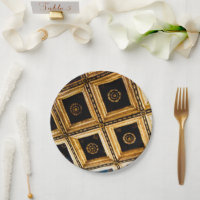 Assiette en papier noir et or