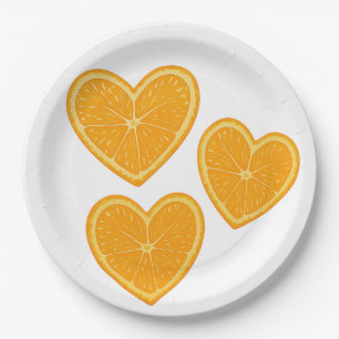 Assiette en Papier Orange Coeur – Décoration de Fê