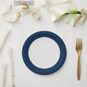 Assiette en papier personnalisée avec bordure bleu