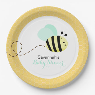 Assiette en papier personnalisée Bumble Bee Mint G