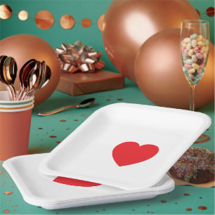 Assiette en papier personnalisée 'Cœur Rouge Éléga