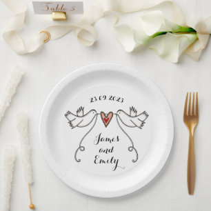 Assiette en papier personnalisée pour mariage avec