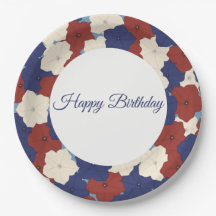 Assiette en papier Petunias - Joyeux Anniversaire