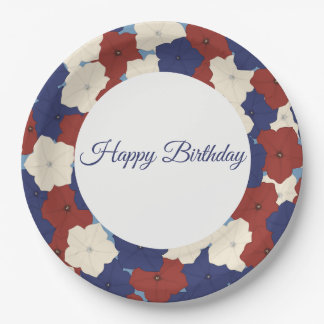Assiette en papier Petunias - Joyeux Anniversaire
