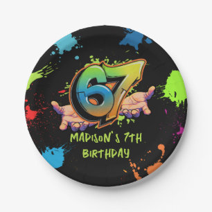 Assiette en papier pour 7ème anniversaire Graffiti
