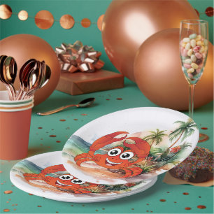 assiette en papier pour amateurs de jolis crabes d