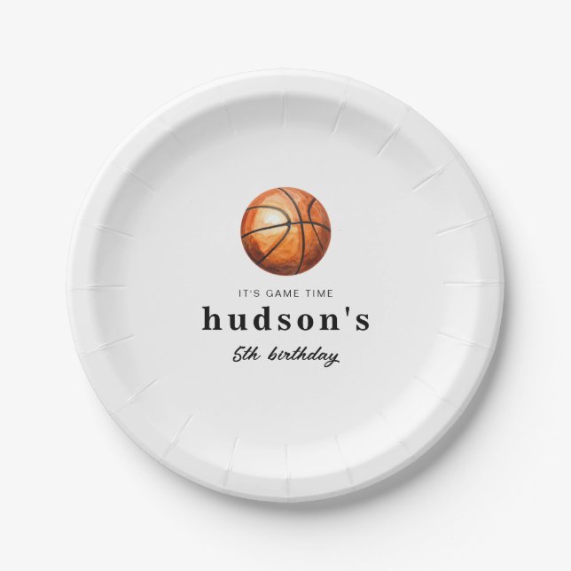 Assiette en papier pour anniversaire de basketball (Devant)