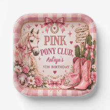 Assiette en papier pour anniversaire de Cowgirl Pi