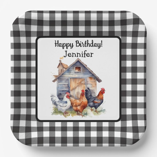 Assiette en papier pour anniversaire de style ferm (Recto)