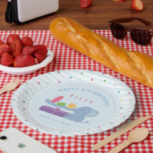 Assiette en papier pour anniversaire Éléphant au l