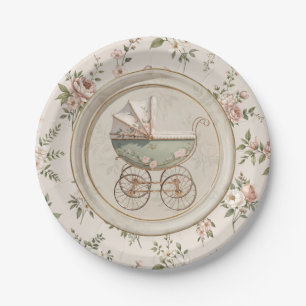 Assiette en papier pour Baby Shower avec vieux lan