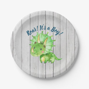 Assiette en papier pour Baby Shower Dinosaure