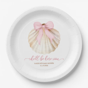 Assiette en papier pour Baby Shower Fille Ruban Ro