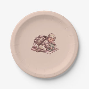 Assiette en papier pour bébé fille militaire camou