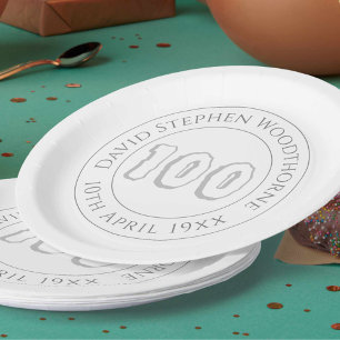 Assiette en papier pour célébration du 100e annive