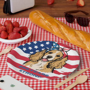 Assiette en papier pour Cocker Spaniel patriotique