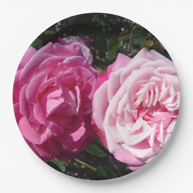 Assiette en papier pour fête avec motif de rose vi (Devant)