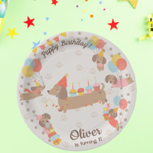 Assiette en papier pour fête d'anniversaire de chi