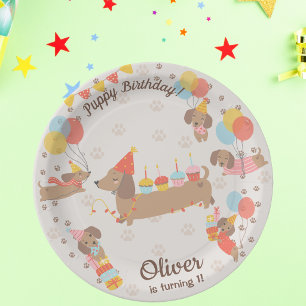 Assiette en papier pour fête d'anniversaire de chi