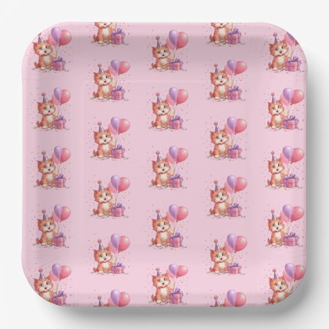 Assiette en papier pour fête d'anniversaire Kitty  (Recto)