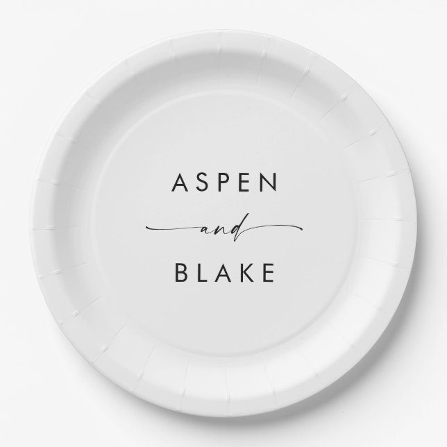 Assiette en papier pour gâteau de mariage écriture (Devant)