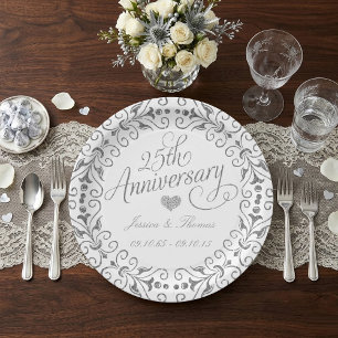 Assiette en papier pour les 25 ans de mariage Arge
