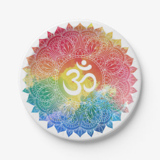 ASSIETTE EN PAPIER: RAINBOW MANDALA