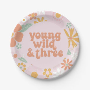 Assiette en papier Retro Floral Young Wild Trois A