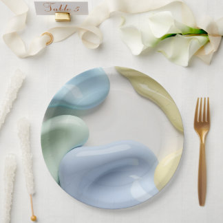Assiette en papier ronde dans un graphique abstrai