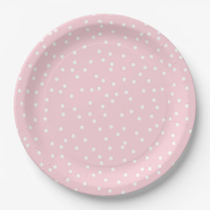 Assiette en papier rose à pois pour anniversaire