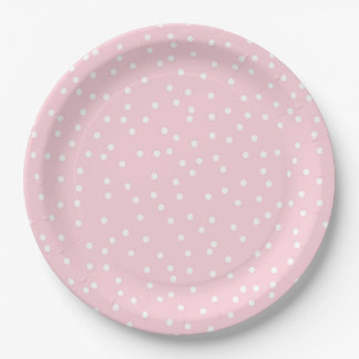 Assiette en papier rose à pois pour anniversaire