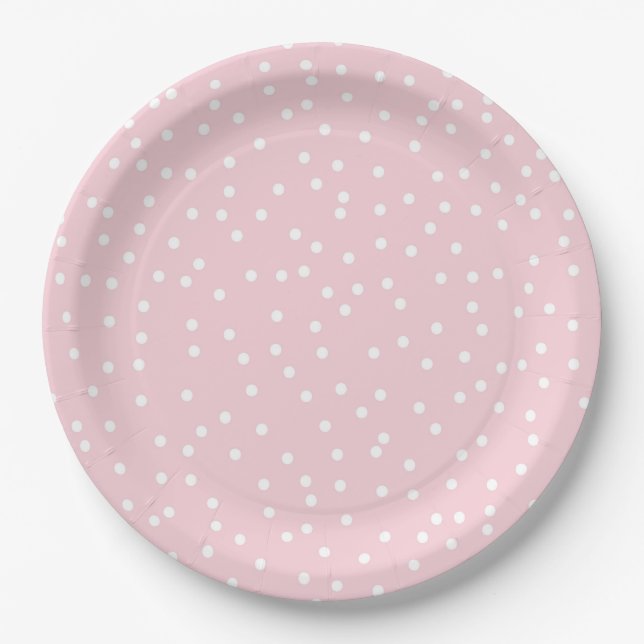 Assiette en papier rose à pois pour anniversaire (Devant)
