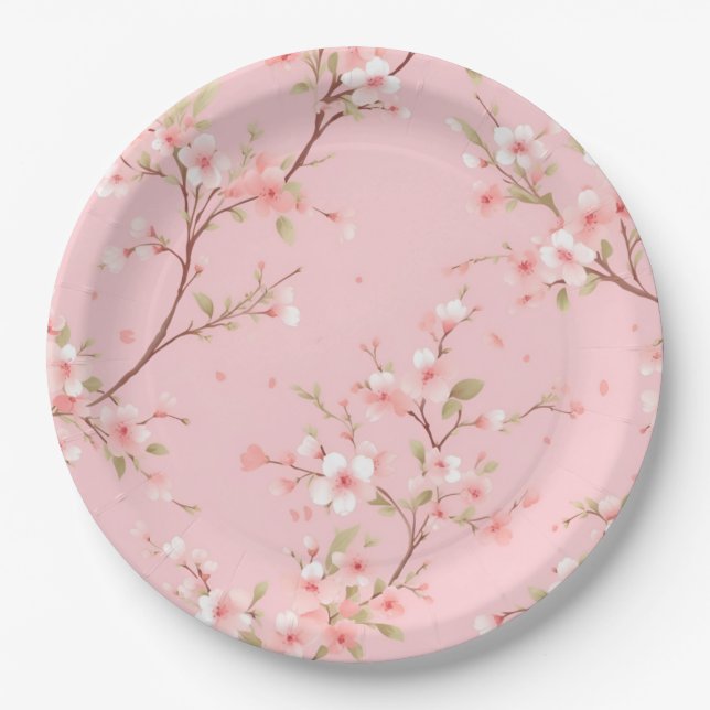 Assiette en papier rose Coquette pour anniversaire (Devant)
