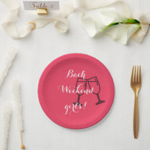 ASSIETTE EN PAPIER ROSE DEMOISELLE D'HONNEUR