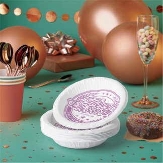 Assiette en papier rose Loosid Soberversary