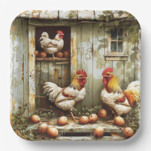 Assiette en papier Rustic Roost Party