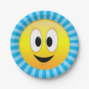 Assiette en papier visage souriant heureux