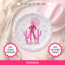 Assiette en papier Western Country Coquette Cowgir