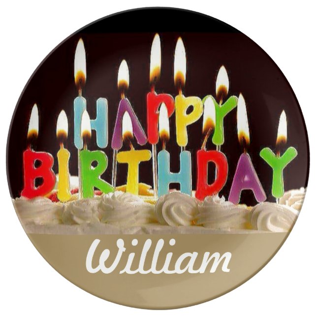 Assiette En Porcelaine JOYEUX ANNIVERSAIRE William (Devant)