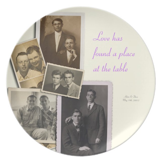 Assiette Plat d'anniversaire de mariage avec les portraits (Devant)