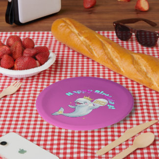 Assiette pour fête d'anniversaire Beluga Boo Joyeu