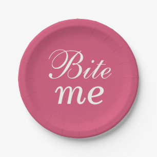 Assiette Super mignonne Bite Me - rose