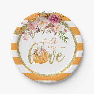 Assiette Tombez amoureux - Rayures orange