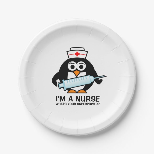 Assiettes de fête drôles pour infirmières avec une (Devant)