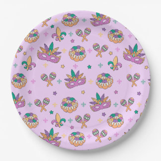 Assiettes de fête pour gâteau des rois Mardi Gras